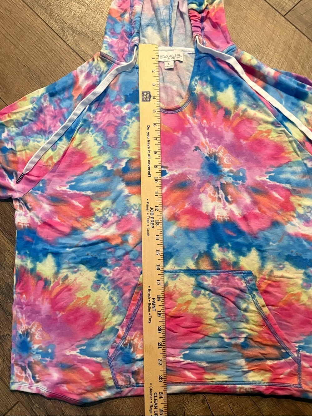 Koolaburra by UGG Tie Dye Hoodie Large Pink Blue Pullover Lounge - Picture 7 of 8